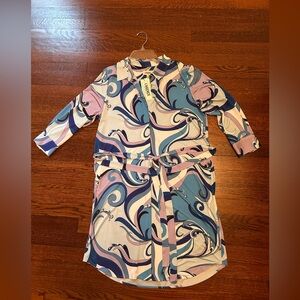 L'AGENCE Blue and Pink Swirl Dress NWT